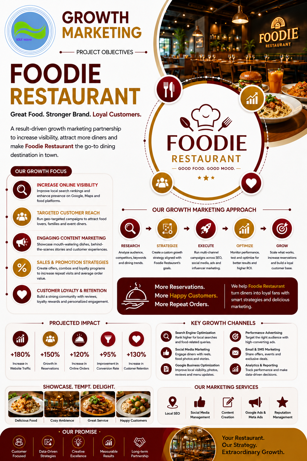 Growth marketing strategy planning sample for Foodie Restaurant