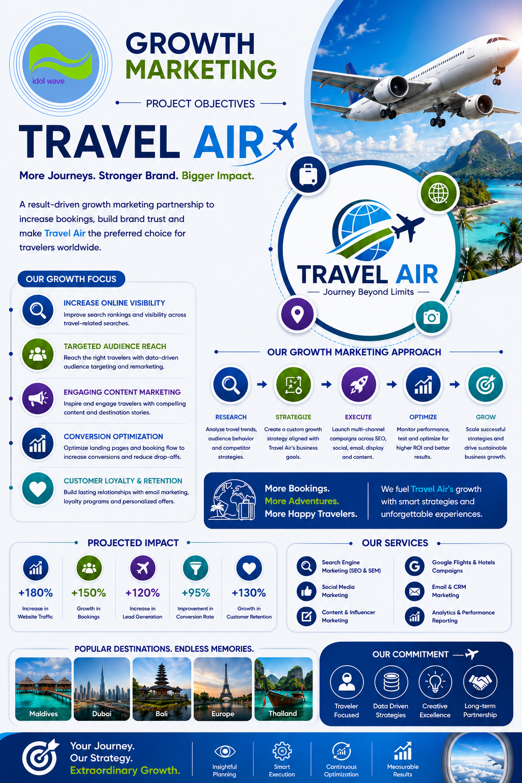 Growth marketing strategy planning sample for Travel Air